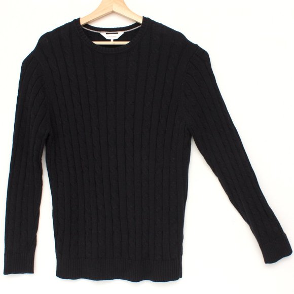 Cacharel Men's Vintage Long Sleeve Cable Knit Sweater Large Dark Navy Cotton - Picture 3 of 8